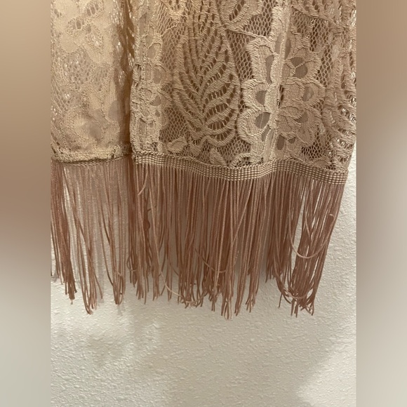 Jane And Delancey Open Front crochet floral pattern beige Sweater cardigan - Picture 2 of 5